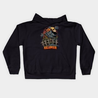 Halloween pumpkin-headed scarecrow Kids Hoodie